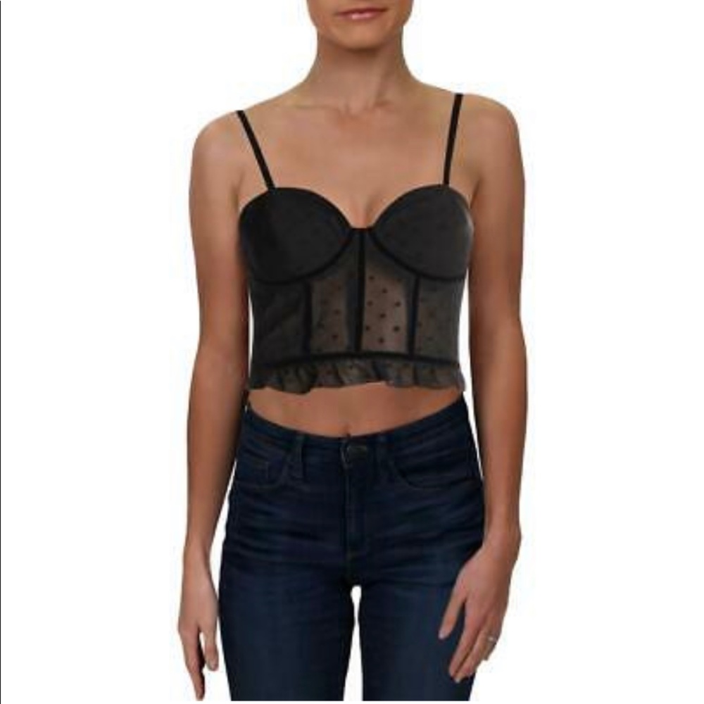 Black Crop Zipper Top
